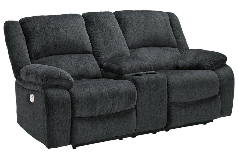 Draycoll Slate Power Reclining Loveseat with Console - DMV FurniturePower Reclining Loveseat