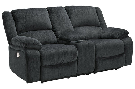 Draycoll Slate Power Reclining Loveseat with Console - DMV FurniturePower Reclining Loveseat