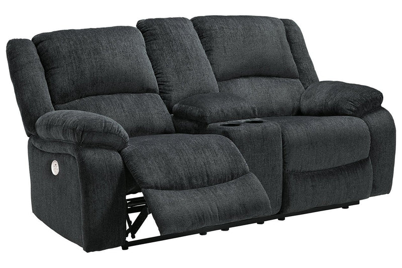 Draycoll Slate Power Reclining Loveseat with Console - DMV FurniturePower Reclining Loveseat
