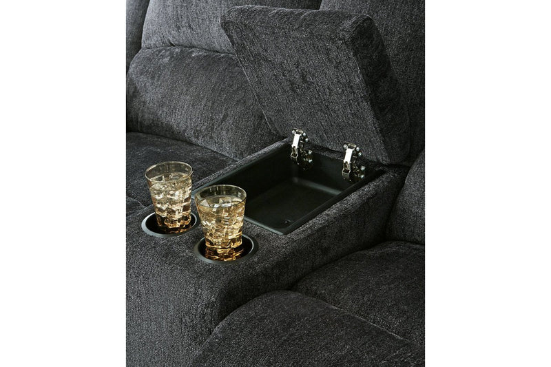 Draycoll Slate Reclining Loveseat with Console - DMV FurnitureLoveseat