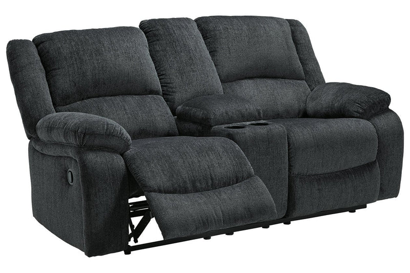 Draycoll Slate Reclining Loveseat with Console - DMV FurnitureLoveseat