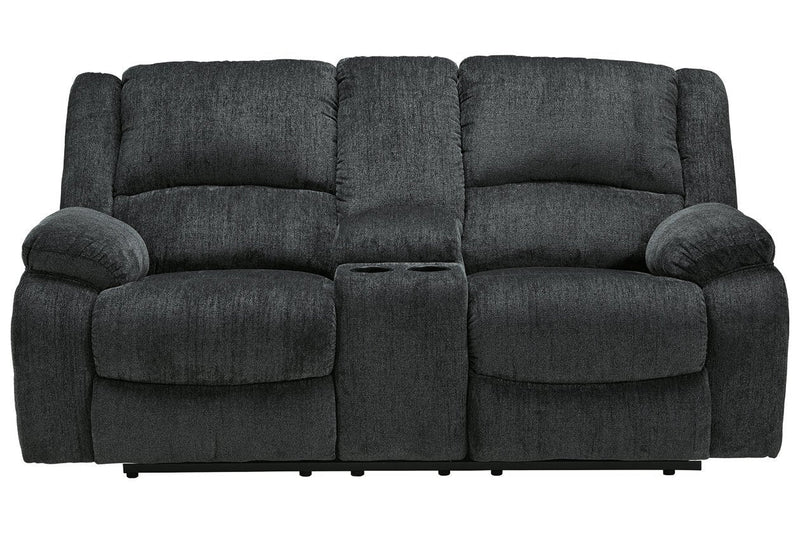 Draycoll Slate Reclining Loveseat with Console - DMV FurnitureLoveseat