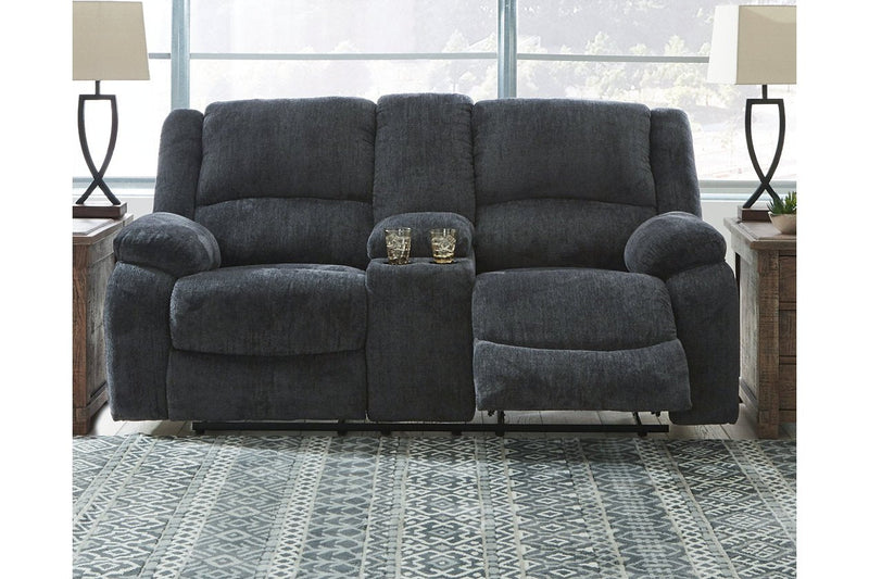 Draycoll Slate Reclining Loveseat with Console - DMV FurnitureLoveseat