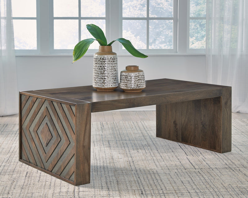 Dreggan Coffee Table with 2 End Tables in Brown - PKG020846