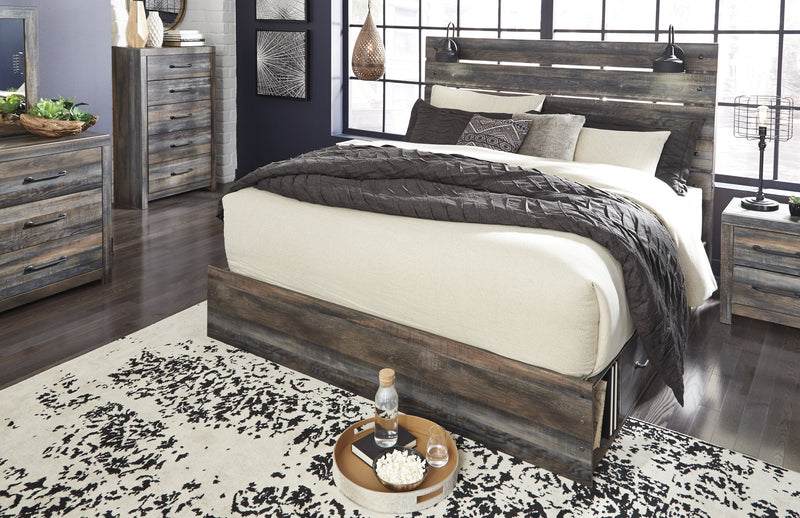 Drystan Brown King Side Storage Platform Bed - DMV FurnitureKing Bed