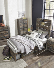 Drystan Brown Twin Side Storage Platform Bed - DMV FurnitureTwin Bed