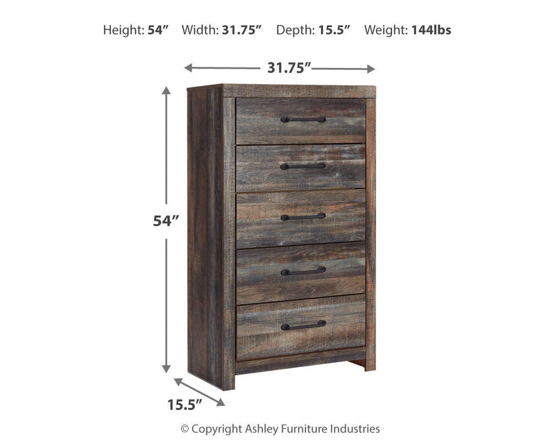 Drystan Full Bookcase Bed with 2 Storage Drawers with Mirrored Dresser, Chest and Nightstand in Multi - PKG003335