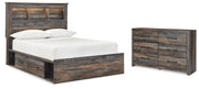 Drystan Full Bookcase Bed with 4 Storage Drawers with Dresser in Multi from Ashley - DMV Furniture