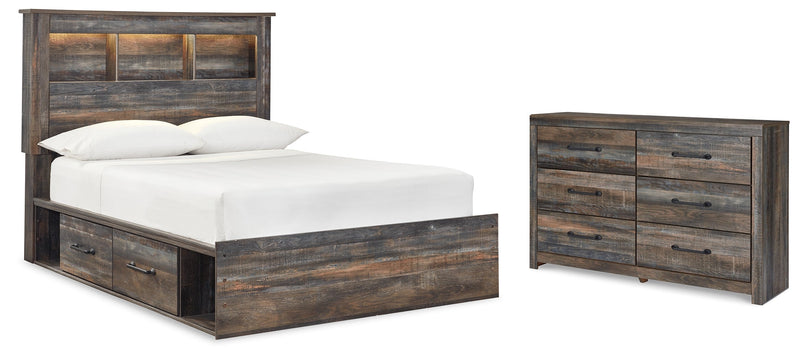 Drystan Full Bookcase Bed with 4 Storage Drawers with Dresser in Multi from Ashley - DMV Furniture