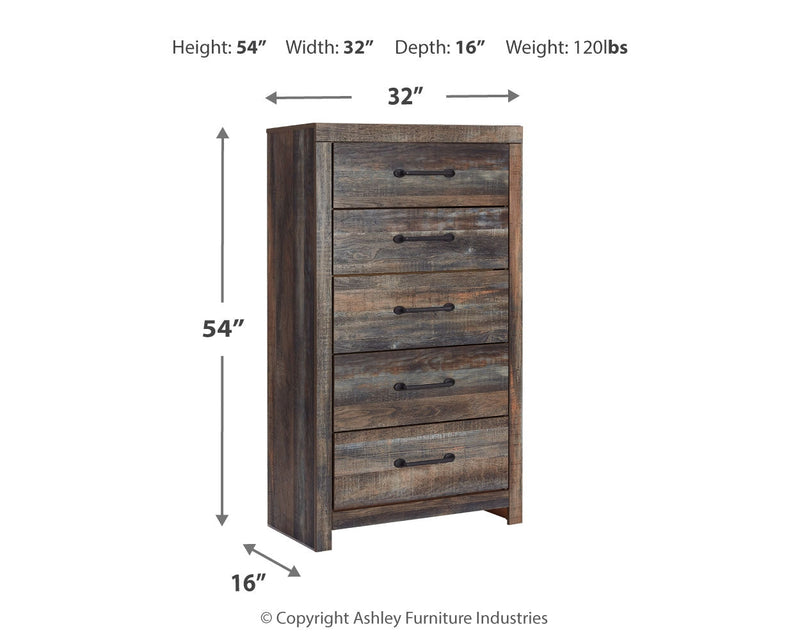 Drystan Full Bookcase Bed with Mirrored Dresser and Chest in Multi from Ashley - DMV Furniture