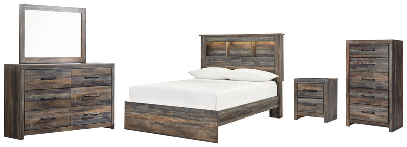 Drystan Full Bookcase Bed with Mirrored Dresser, Chest and Nightstand in Multi from Ashley - DMV Furniture