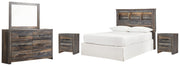 Drystan Full Bookcase Headboard Bed with Mirrored Dresser and 2 Nightstands in Multi from Ashley - DMV Furniture