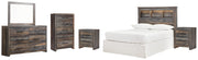 Drystan Full Bookcase Headboard Bed with Mirrored Dresser, Chest and 2 Nightstands in Multi from Ashley - DMV Furniture