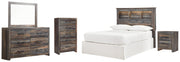 Drystan Full Bookcase Headboard Bed with Mirrored Dresser, Chest and Nightstand in Multi from Ashley - DMV Furniture