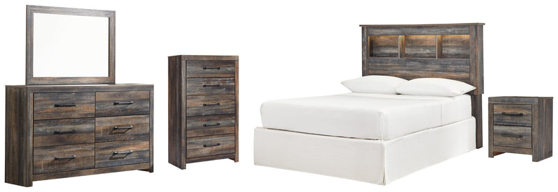 Drystan Full Bookcase Headboard Bed with Mirrored Dresser, Chest and Nightstand in Multi from Ashley - DMV Furniture