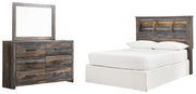 Drystan Full Bookcase Headboard Bed with Mirrored Dresser in Multi from Ashley - DMV Furniture