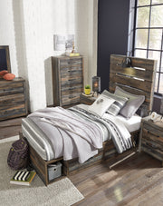 Drystan Full Panel Bed with 4 Storage Drawers with Mirrored Dresser, Chest and Nightstand in Multi from Ashley - DMV Furniture