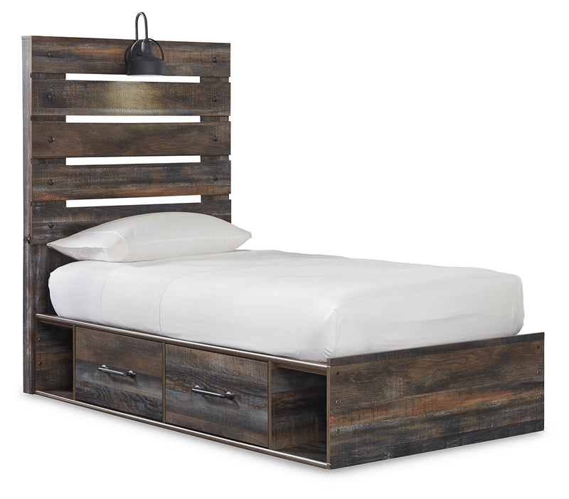 Drystan Full Panel Bed with 4 Storage Drawers with Mirrored Dresser, Chest and Nightstand in Multi from Ashley - DMV Furniture