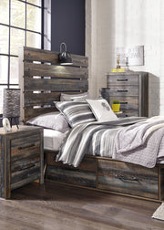 Drystan Full Panel Bed with 4 Storage Drawers with Mirrored Dresser in Multi from Ashley - DMV Furniture