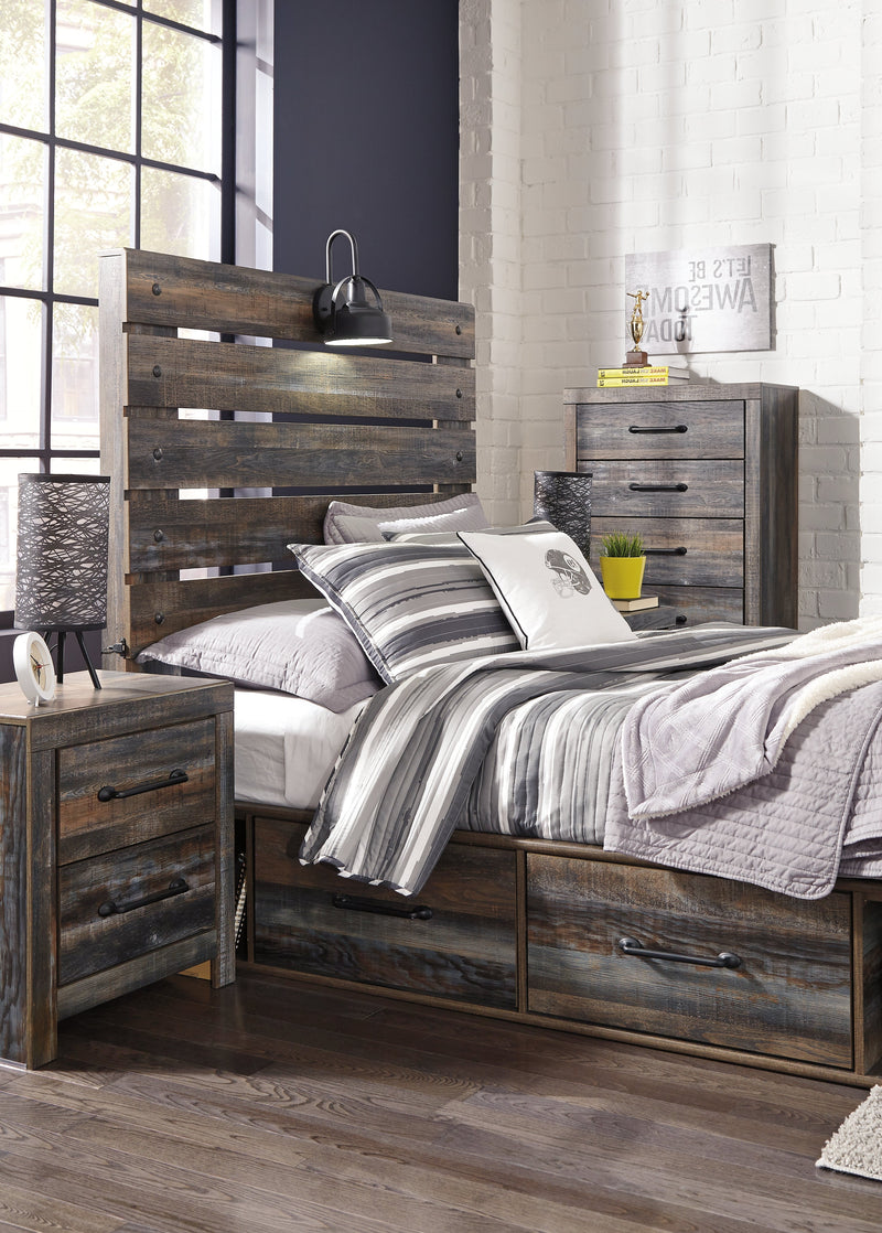 Drystan Full Panel Bed with 4 Storage Drawers with Mirrored Dresser in Multi from Ashley - DMV Furniture