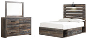 Drystan Full Panel Bed with 4 Storage Drawers with Mirrored Dresser in Multi from Ashley - DMV Furniture