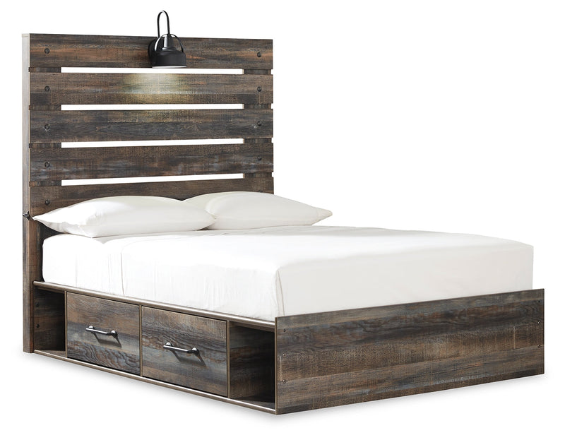 Drystan Full Panel Bed with 4 Storage Drawers with Mirrored Dresser in Multi from Ashley - DMV Furniture