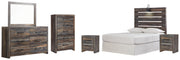 Drystan Full Panel Headboard Bed with Mirrored Dresser, Chest and 2 Nightstands in Multi from Ashley - DMV Furniture