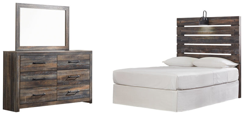 Drystan Full Panel Headboard Bed with Mirrored Dresser in Multi from Ashley - DMV Furniture