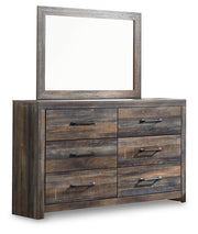 Drystan King Bookcase Bed with 4 Storage Drawers with Mirrored Dresser and 2 Nightstands in Multi - PKG003396