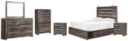 Drystan King Panel Bed with Mirrored Dresser, Chest and 2 Nightstands in Multi - PKG003191