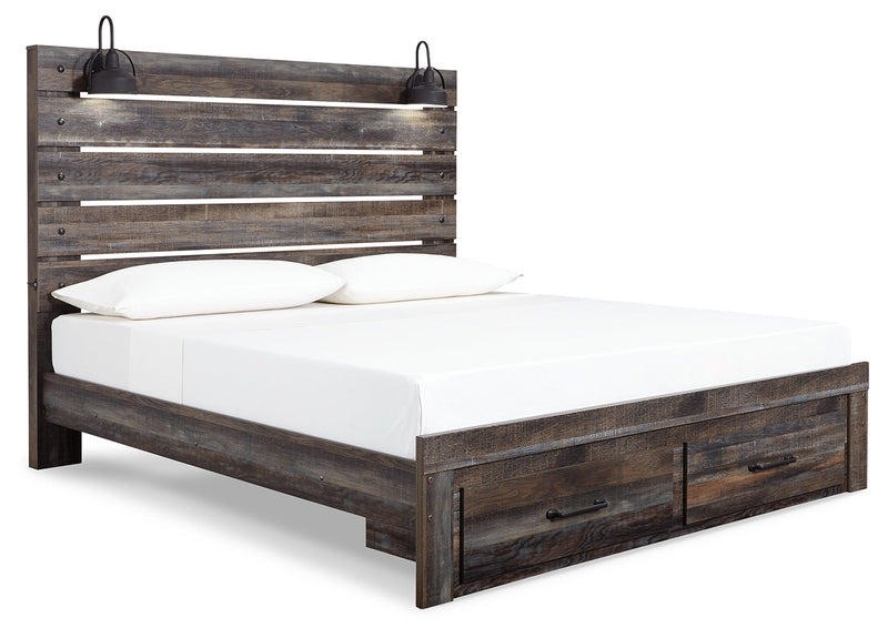 Drystan King Panel Bed with Storage with Mirrored Dresser and 2 Nightstands in Multi from Ashley - DMV Furniture
