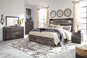 Drystan King Panel Bed with Storage with Mirrored Dresser, Chest and 2 Nightstands in Multi from Ashley - DMV Furniture