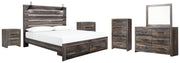 Drystan King Panel Bed with Storage with Mirrored Dresser, Chest and 2 Nightstands in Multi from Ashley - DMV Furniture
