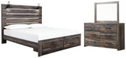 Drystan King Panel Bed with Storage with Mirrored Dresser in Multi from Ashley - DMV Furniture
