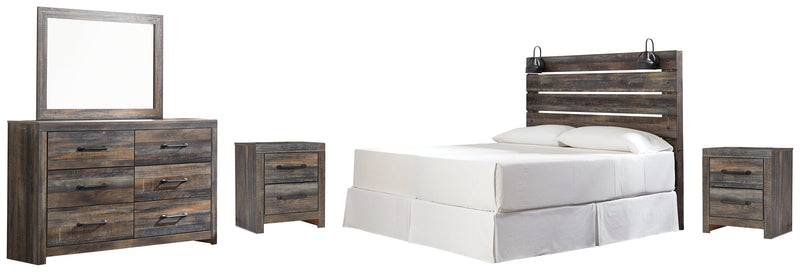 Drystan King Panel Headboard Bed with Mirrored Dresser and 2 Nightstands in Multi - DMV FurnitureBedroom Set