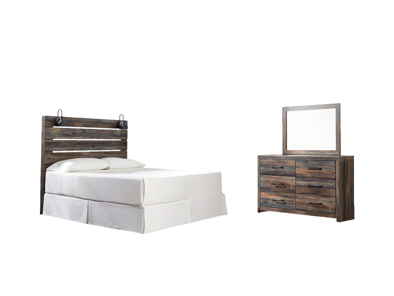 Drystan King Panel Headboard Bed with Mirrored Dresser in Multi from Ashley - DMV Furniture