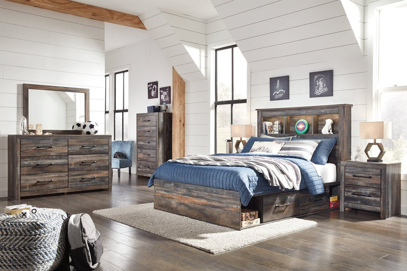 Drystan Multi Full Bookcase Bed with 2 Storage Drawers - DMV FurnitureFull Bed