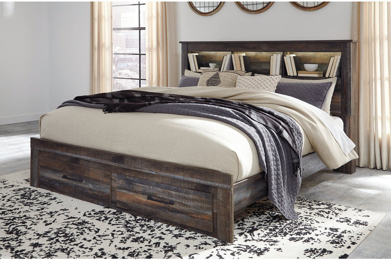 Drystan Multi King Bookcase Bed with 2 Storage Drawers - DMV FurnitureKing Bed