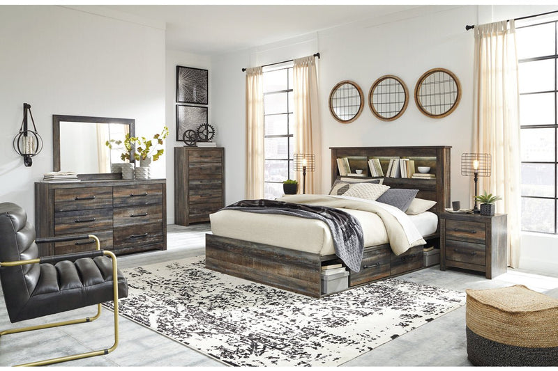 Drystan Multi Queen Platform Bookcase Bed with 2 Storage Drawers - DMV FurnitureQueen Bed