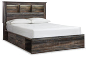Drystan Queen Bookcase Bed with 2 Storage Drawers, Dresser, Mirror, Chest and Nightstand in Multi - PKG003214