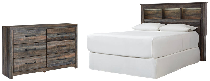 Drystan Queen/Full Bookcase Headboard Bed with Dresser in Multi from Ashley - DMV Furniture