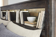 Drystan Queen/Full Bookcase Headboard Bed with Mirrored Dresser, Chest and 2 Nightstands in Multi from Ashley - DMV Furniture