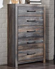 Drystan Queen/Full Bookcase Headboard Bed with Mirrored Dresser, Chest and Nightstand in Multi from Ashley - DMV Furniture