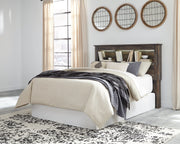 Drystan Queen/Full Bookcase Headboard Bed with Mirrored Dresser in Multi from Ashley - DMV Furniture