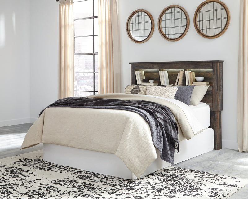 Drystan Queen/Full Bookcase Headboard Bed with Mirrored Dresser in Multi from Ashley - DMV Furniture