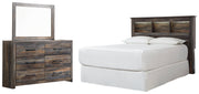 Drystan Queen/Full Bookcase Headboard Bed with Mirrored Dresser in Multi from Ashley - DMV Furniture