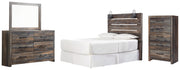 Drystan Queen Panel Headboard Bed with Mirrored Dresser and Chest in Multi from Ashley - DMV Furniture