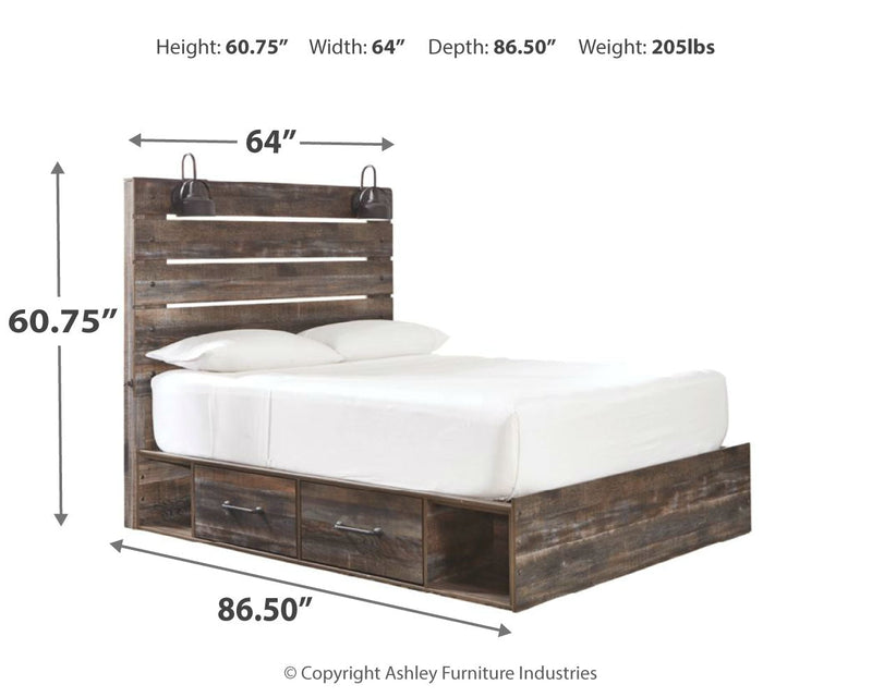 Drystan Twin Panel Bed with 2 Storage Drawers with Dresser in Multi from Ashley - DMV Furniture