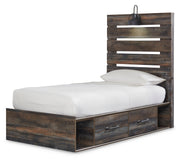Drystan Twin Panel Bed with 4 Storage Drawers with Mirrored Dresser in Multi from Ashley - DMV Furniture
