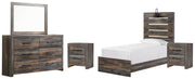 Drystan Twin Panel Bed with Mirrored Dresser and 2 Nightstands in Multi from Ashley - DMV Furniture
